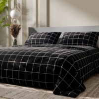 Постельное бельё Этель 1,5 сп "Клетка" цвет чёрный 143х215, 150х214, 50х70см-2 шт, бязь, 125г/м2 Постельное бельё Этель 1,5 сп "Клетка" цвет чёрный 143х215, 150х214, 50х70см-2 шт, бязь, 125г/м2