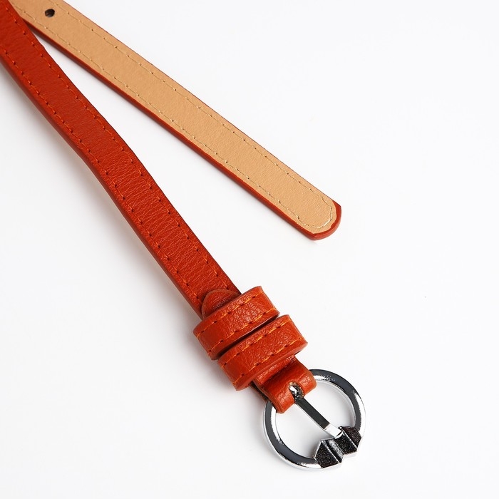 Ремень женский, ширина 1 см, винт, пряжка металл, цвет рыжий