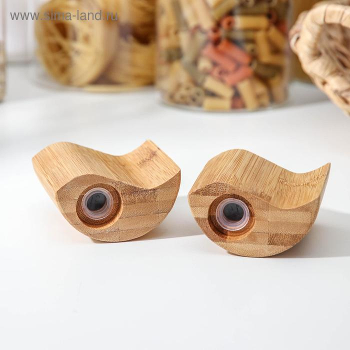 Набор для специй, 7&times;7см, 2 шт, солонка и перечница, бамбук