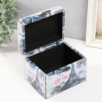 Шкатулка дерево "Эйфелева башня и пионы" 12х16х12 см Шкатулка дерево "Эйфелева башня и пионы" 12х16х12 см