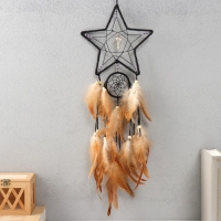 Ловец снов двойной "Звезда. Ракушка" чёрно-бежевый 20х72 см Ловец снов двойной "Звезда. Ракушка" чёрно-бежевый 20х72 см