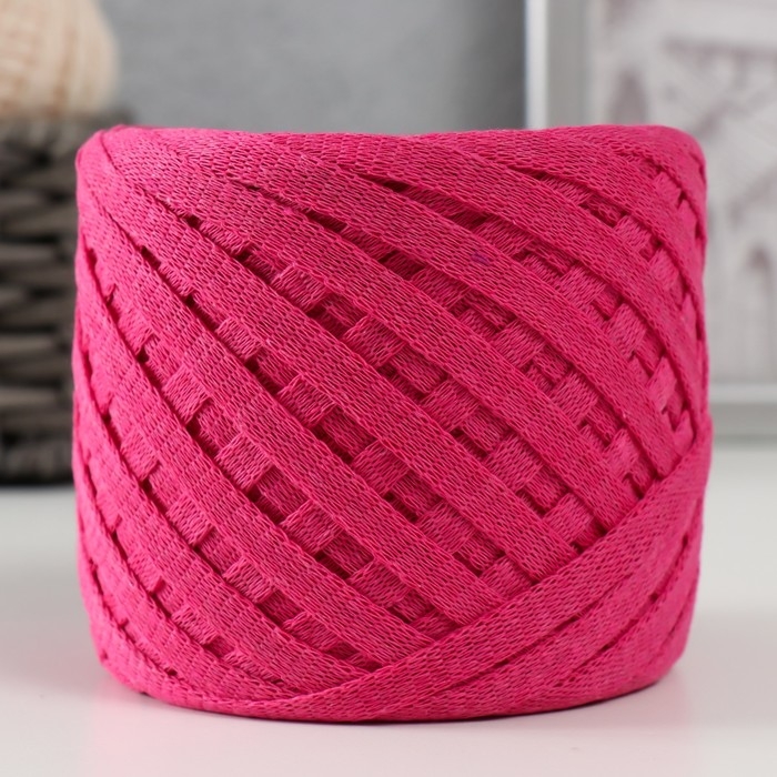 Трикотажная пряжа "Риббон" 85м/170&plusmn;5 гр (Фуксия)