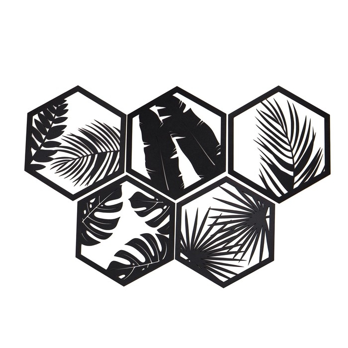 Декор настенный, панно для интерьера из дерева Декор настенный, панно для интерьера из дерева "Папоротник", 5 модулей 32 х 27.5 см