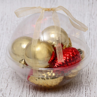 Набор украшений пластик 9 шт "Джоан" красно-золотой Набор украшений пластик 9 шт "Джоан" красно-золотой