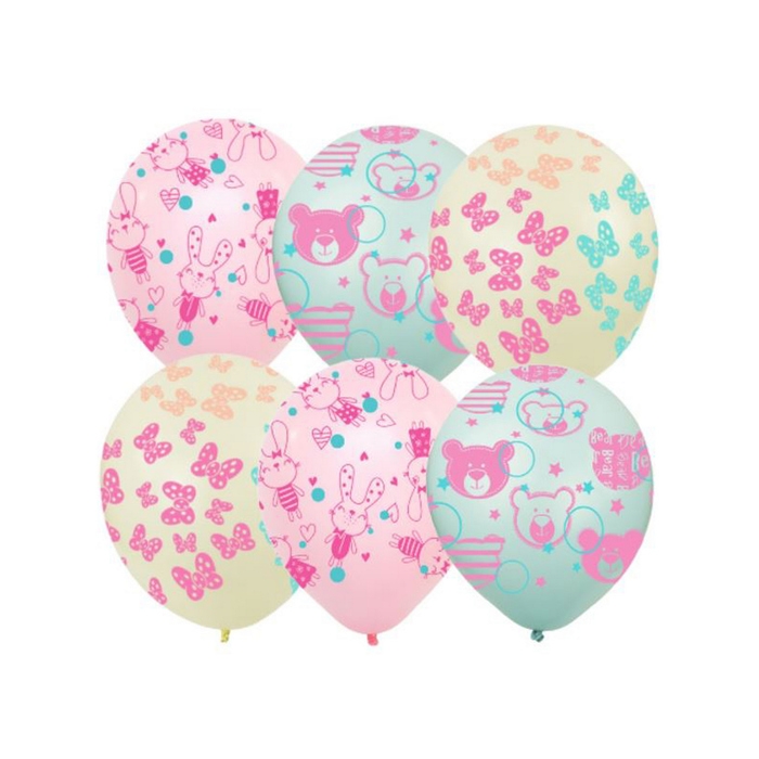 Шар латексный 12" &laquo;Зайки и Мишки&raquo;, набор 25 шт., МИКС