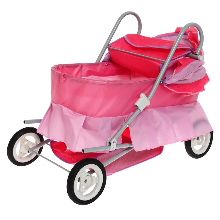 Коляска кукольная №11, цвет розовый с сиреневым Коляска кукольная №11, цвет розовый с сиреневым