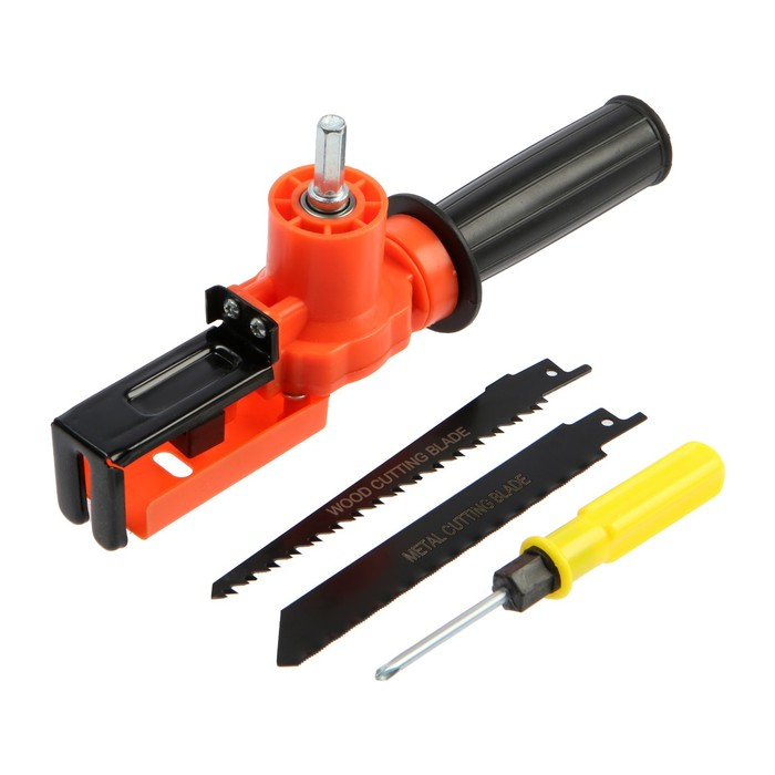 Насадка для дрели ТУНДРА, сабельная пила, угловая, полотна по дереву и металлу 2 шт. Насадка для дрели ТУНДРА, сабельная пила, угловая, полотна по дереву и металлу 2 шт.