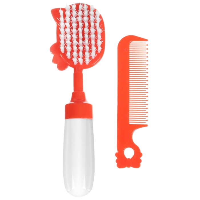 Набор расчёсок с погремушкой &laquo;Мяу&raquo;, 2 предмета: расчёска с зубчиками + щётка, МИКС