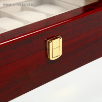 Шкатулка дерево под часы 12 отделений "Красно-коричневая" лак 8,3х31х20 см