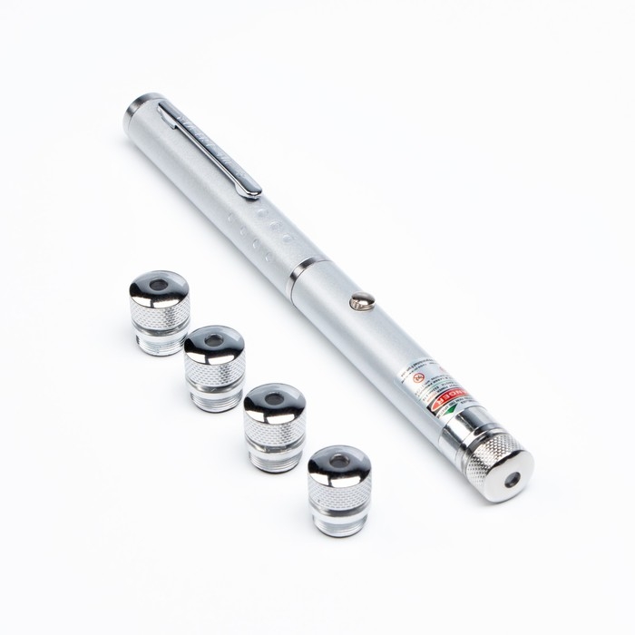 Лазерная указка, 532 нм, 4 насадки, 2 ААА, зеленый луч Лазерная указка, 532 нм, 4 насадки, 2 ААА, зеленый луч