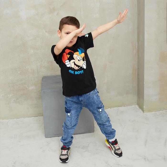 Футболка детская "Oh, boy" Микки Мауc, рост 98-104, черный