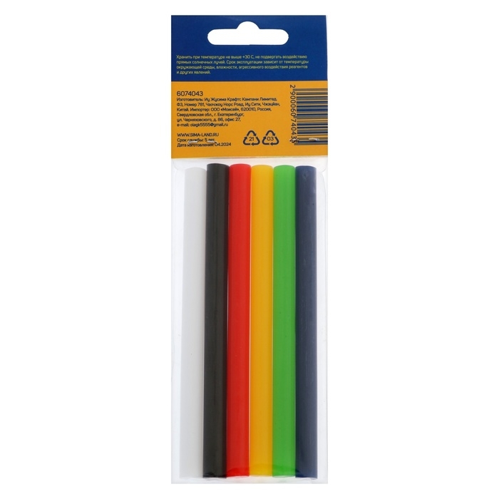 Клеевые стержни ТУНДРА, 7 х 100 мм, разноцветные, 6 шт. Клеевые стержни ТУНДРА, 7 х 100 мм, разноцветные, 6 шт.