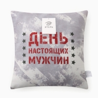 Подушка декоративная Этель "День настоящих мужчин" 40х40 см, велюр, 100% п/э Подушка декоративная Этель "День настоящих мужчин" 40х40 см, велюр, 100% п/э