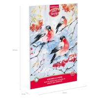 Альбом для акварели А4, 10 листов на клею, Erich Krause ArtBerry "Снегири", блок 180 г/м², экстра белая, твёрдая подложка Альбом для акварели А4, 10 листов на клею, Erich Krause ArtBerry "Снегири", блок 180 г/м², экстра белая, твёрдая подложка
