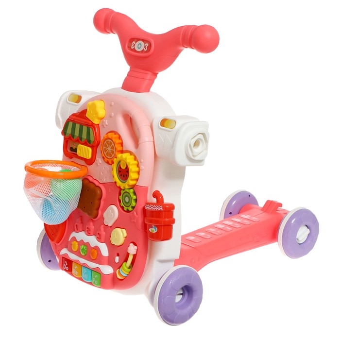 Столик-ходунки 4 в 1, звук, цвет розовый