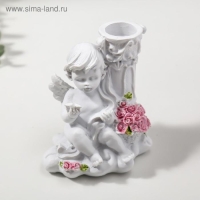 Сувенир полистоун подсвечник "Белоснежный ангел с розами" МИКС 10х9,5х6,8 см