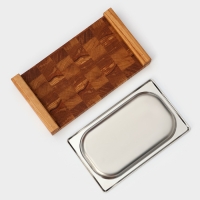 Доска разделочная Magistro, дуб, с металлической гастроёмкостью, 30,5×16,5×5 см, в крафтовой коробке Доска разделочная Magistro, дуб, с металлической гастроёмкостью, 30,5×16,5×5 см, в крафтовой коробке