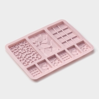 Форма для шоколада Доляна «Шоколадное ассорти», силикон, 20×15 см, 9 ячеек, цвет розовый Форма для шоколада Доляна «Шоколадное ассорти», силикон, 20×15 см, 9 ячеек, цвет розовый