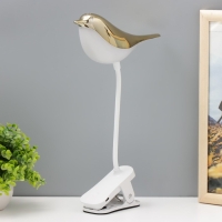 Настольная лампа на прищепке "Птичка" LED 3000-6000К 5Вт USB золото 20х7х34см RISALUX Настольная лампа на прищепке "Птичка" LED 3000-6000К 5Вт USB золото 20х7х34см RISALUX