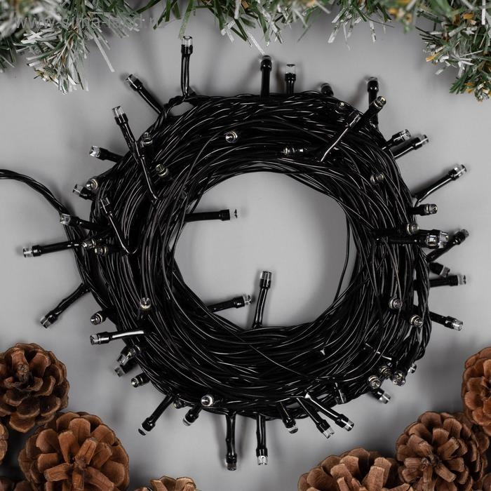 Гирлянда &laquo;Нить&raquo; 10 м, IP20, тёмная нить, 100 LED, свечение белое, 8 режимов, 220 В