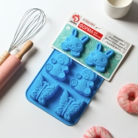 Форма для выпечки Доляна «Животные. Зоопарк», силикон, 26×17 см, 6 ячеек (7,2×6,4 см), цвет МИКС Форма для выпечки Доляна «Животные. Зоопарк», силикон, 26×17 см, 6 ячеек (7,2×6,4 см), цвет МИКС