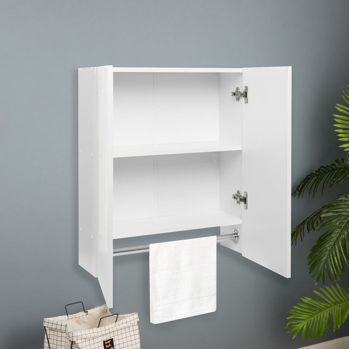 Шкаф для ванной комнаты со штангой, белый, 70 х 60 х 20 см