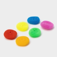 Губки для посуды Доляна &laquo;Бублик&raquo;, 6 шт, пластик, 7&times;7&times;2,5 см, цвет МИКС
