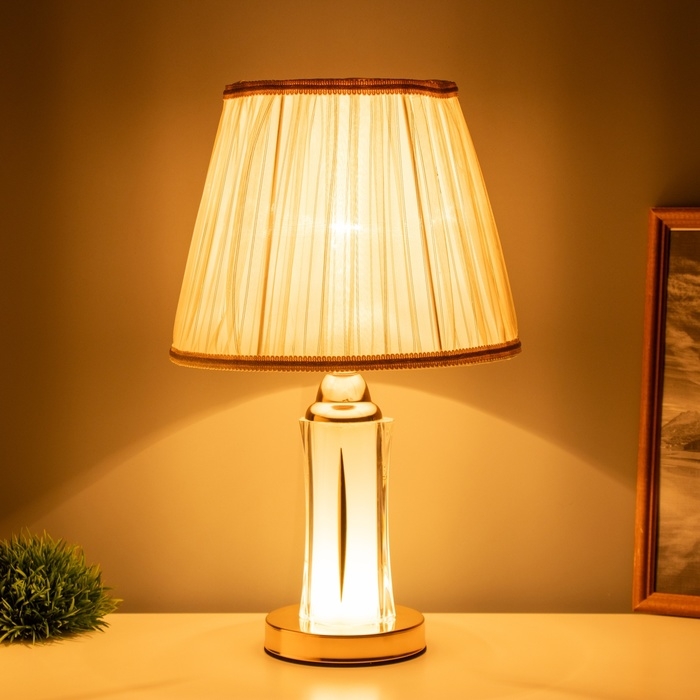 Лампа настольная Лампа настольная "Ясмин" 1х40Вт Е27 1х3Вт LED золото 25х25х43см