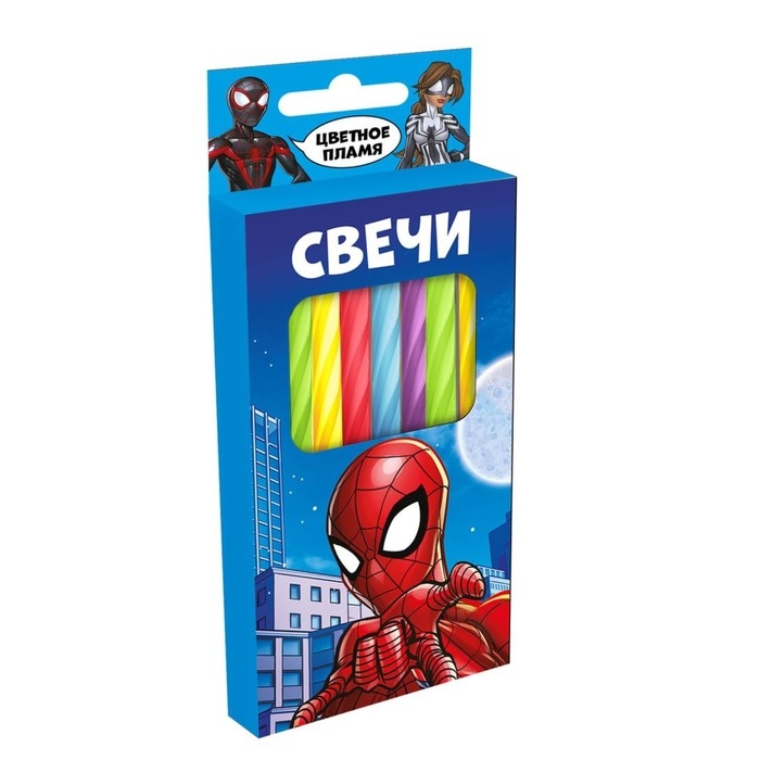 Набор свечей в торт 6 штук, с цветным пламенем, Человек-Паук Набор свечей в торт 6 штук, с цветным пламенем, Человек-Паук
