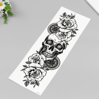 Татуировка на тело черная "Череп в цветах" 48х17 см Татуировка на тело черная "Череп в цветах" 48х17 см