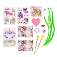 Набор с прядями, тату, стразами, в сумочке