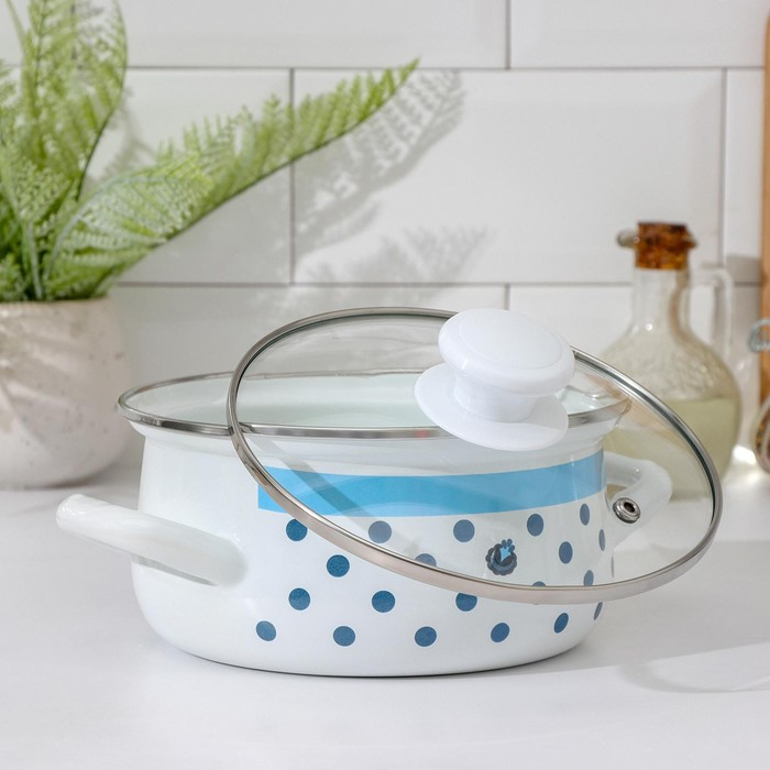 Кастрюля эмалированная Доляна &laquo;Свиристель&raquo;, 1.5 л, индукция, цвет белый