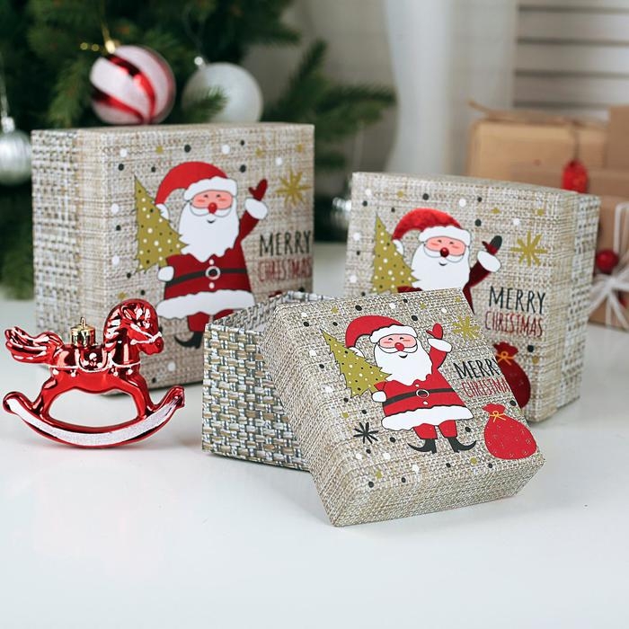 Набор коробок 3 в 1 &laquo;С Рождеством!&raquo;, 13 х 13 х 8 - 9 х 9 х 6 см