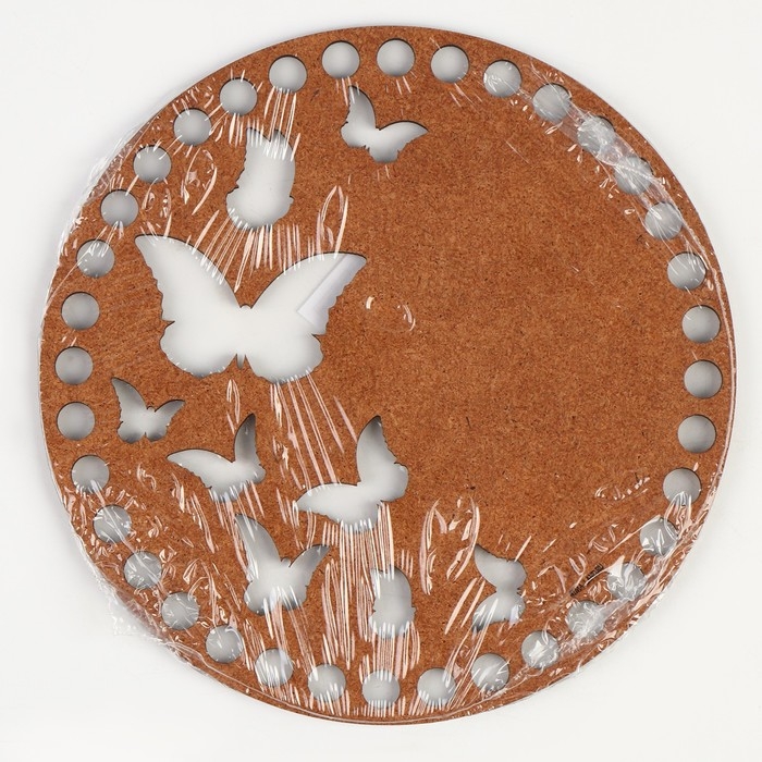 Донышко для вязания резное &laquo;Бабочки&raquo;, круг 15 см, хдф 3 мм