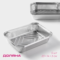 Форма для запекания на гриле Доляна, фольга, 23&times;14, набор 5 шт