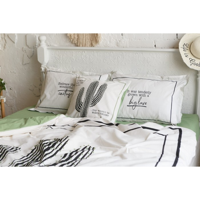 Постельное бельё "Этель" евро Кактус 200х217 см, 240*220 см, 50х70+3 см - 2 шт