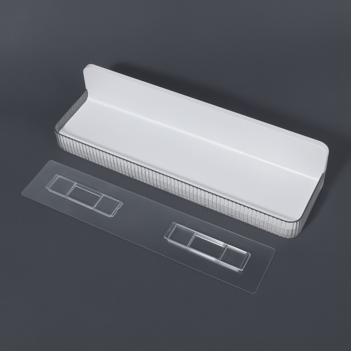 Органайзер для хранения, навесной, 1 секция, с клеевой основой, 35 &times; 10 &times; 7,5 см, цвет полупрозрачный/белый