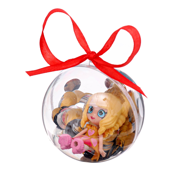 Новогодний шар &laquo;Игрушка-сюрприз&raquo;, на ленте, с куклой
