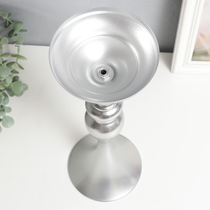 Подсвечник металл на 1 свечу Подсвечник металл на 1 свечу "Изящный" серебристый 38х13х13 см