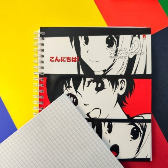 Тетрадь 96 листов в клетку на гребне MANGA ANIME, обложка мелованный картон, глянцевая ламинация, МИКС Тетрадь 96 листов в клетку на гребне MANGA ANIME, обложка мелованный картон, глянцевая ламинация, МИКС