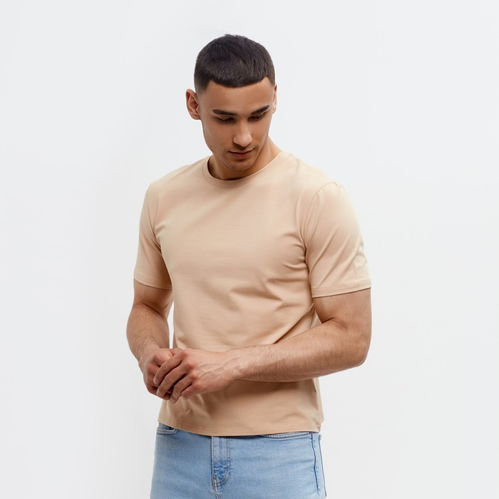 Футболка мужская MINAKU: Basic line MAN цвет бежевый, размер 52