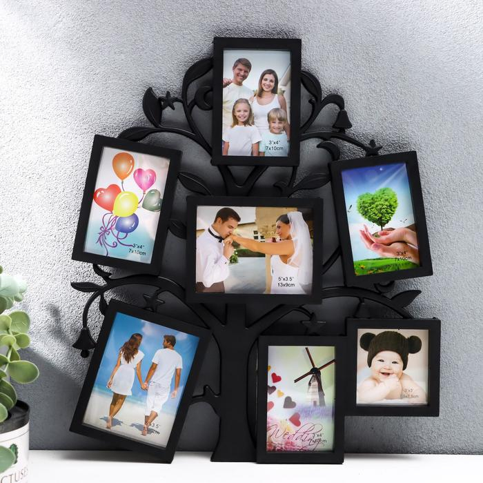 Фоторамка на 7 фото 7х7 см, 7х10 см, 8х10 см Фоторамка на 7 фото 7х7 см, 7х10 см, 8х10 см "Дерево желаний" чёрная 36х31 см