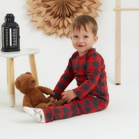 Костюм: джемпер и брюки Крошка Я "Клеточка", рост 68-74 см, красный