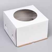 Коробка под торт, с окном, белая, 30 х 30 х 19 см Коробка под торт, с окном, белая, 30 х 30 х 19 см