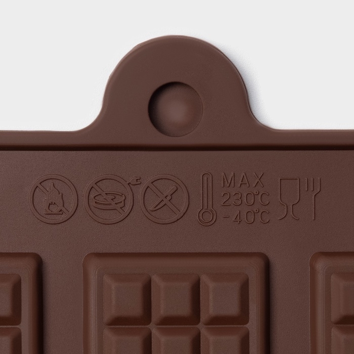 Форма для шоколада Доляна &laquo;Плитка&raquo;, силикон, 21&times;11 см, 12 ячеек (2,7&times;3,9 см), цвет коричневый
