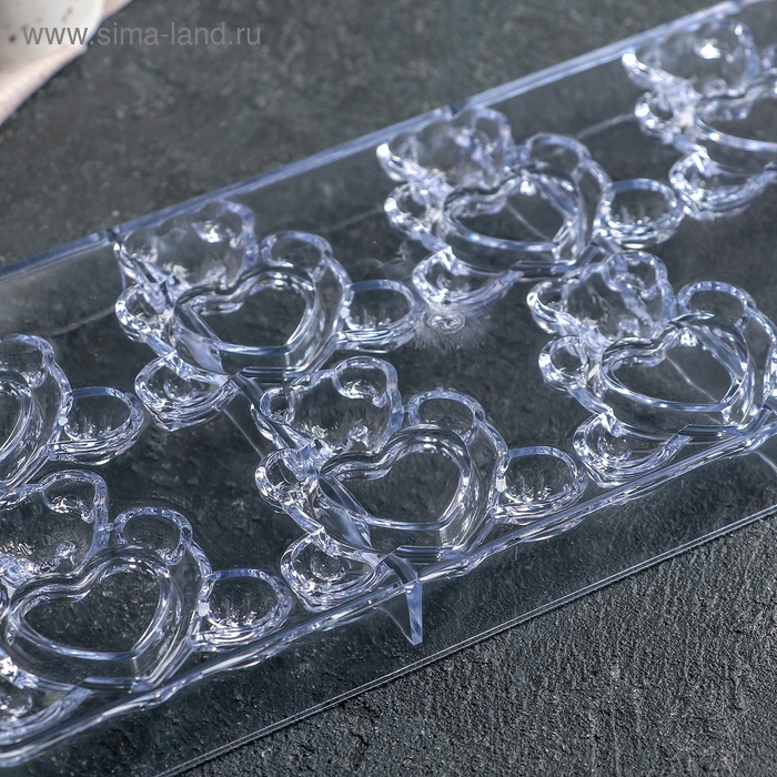 Форма конфет и шоколада «Влюблённые мишки», 28×14 см, 8 ячеек, цвет прозрачный Форма конфет и шоколада «Влюблённые мишки», 28×14 см, 8 ячеек, цвет прозрачный