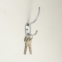 Крючок мебельный ТУНДРА TKD012, двухрожковый, хром