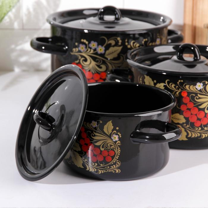 Набор кастрюль &laquo;Рябина&raquo;, 3 предмета: 1,5 л, 2,9 л, 4,5 л, индукция
