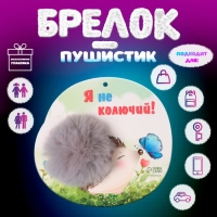 Пушистик на кольце "Ёжик с бабочкой. Я не колючий!" d=8 см 15х14 см Пушистик на кольце "Ёжик с бабочкой. Я не колючий!" d=8 см 15х14 см