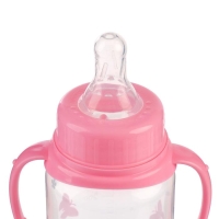 Бутылочка для кормления «Моя первая бутылочка», классическое горло, с ручками, 250 мл., от 0 мес., цвет розовый Бутылочка для кормления «Моя первая бутылочка», классическое горло, с ручками, 250 мл., от 0 мес., цвет розовый